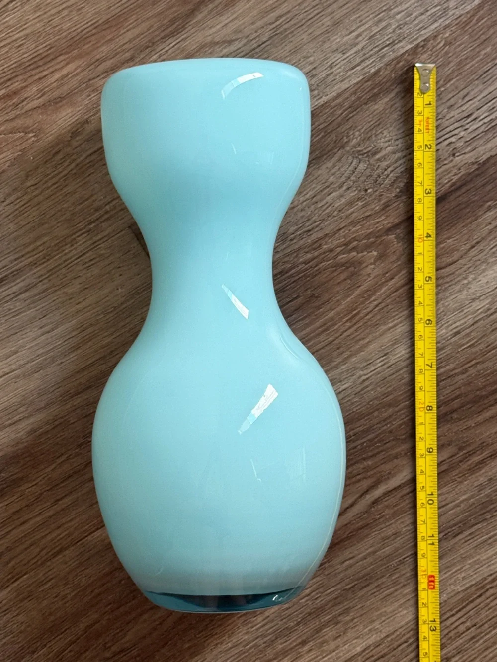 Crate & Barrel Karma Blue Art Glass Hourglass-Shaped Vase
